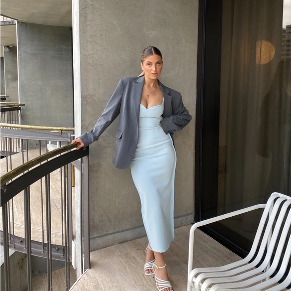 paris georgia diamond dress in mineral blue - Picture 4 of 6